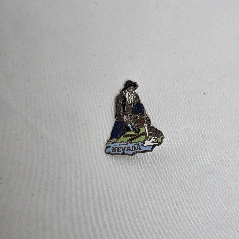 Vintage Nevada Prospector Gold Miner Enamel Lapel Pin Western 49er Old West